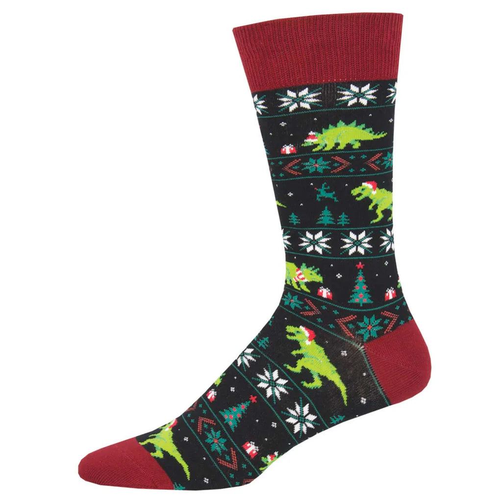 SANTASAURUS REX MEN'S CREW SOCKS