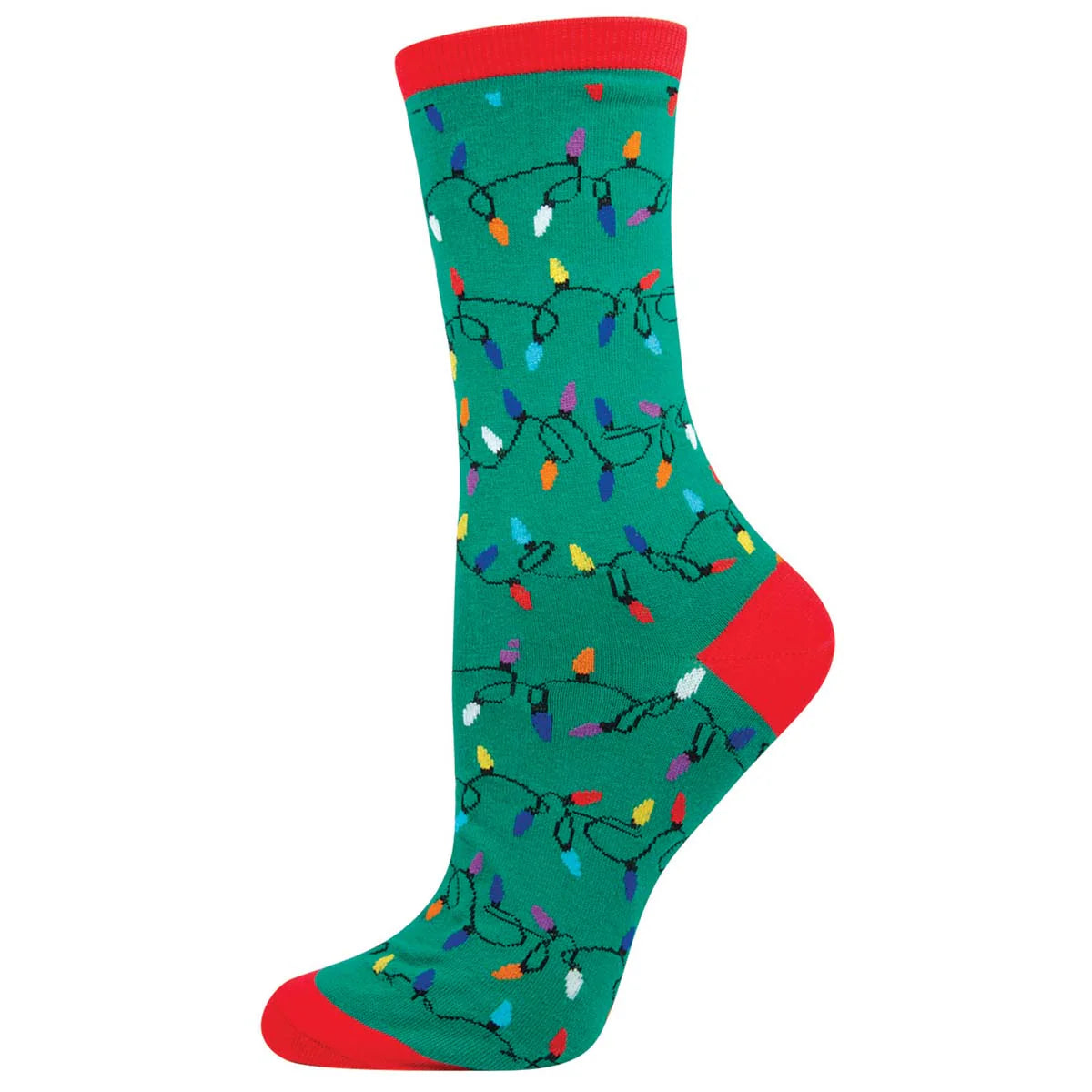 CHRISTMAS LIGHTS WOMEN'S COTTON CREW SOCKS