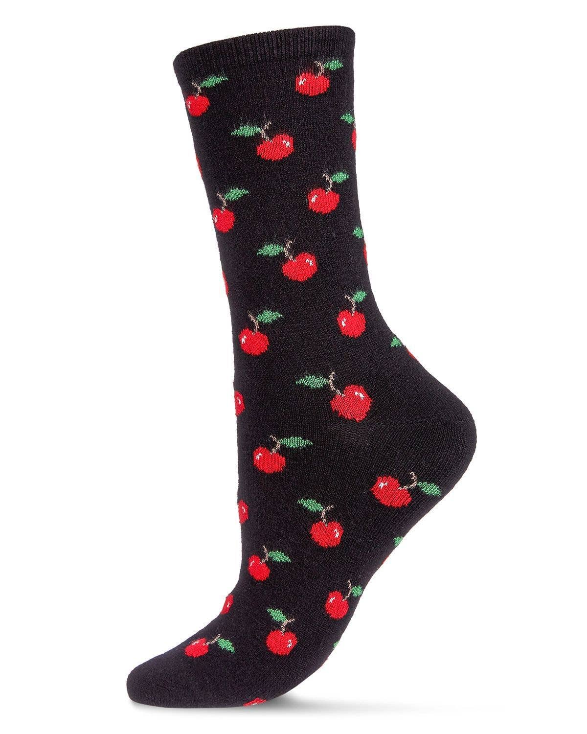 WOMEN'S CHERRY ON TOP CASHMERE BLEND CREW SOCKS