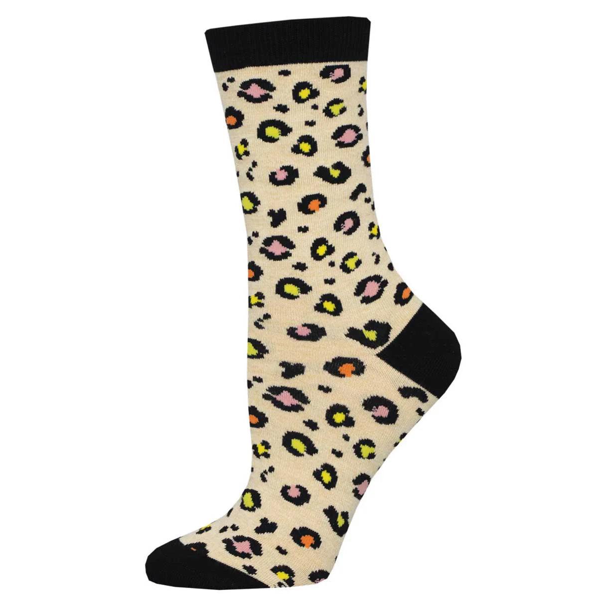 LEOPARD PRINT WOMEN'S BAMBOO CREW SOCKS