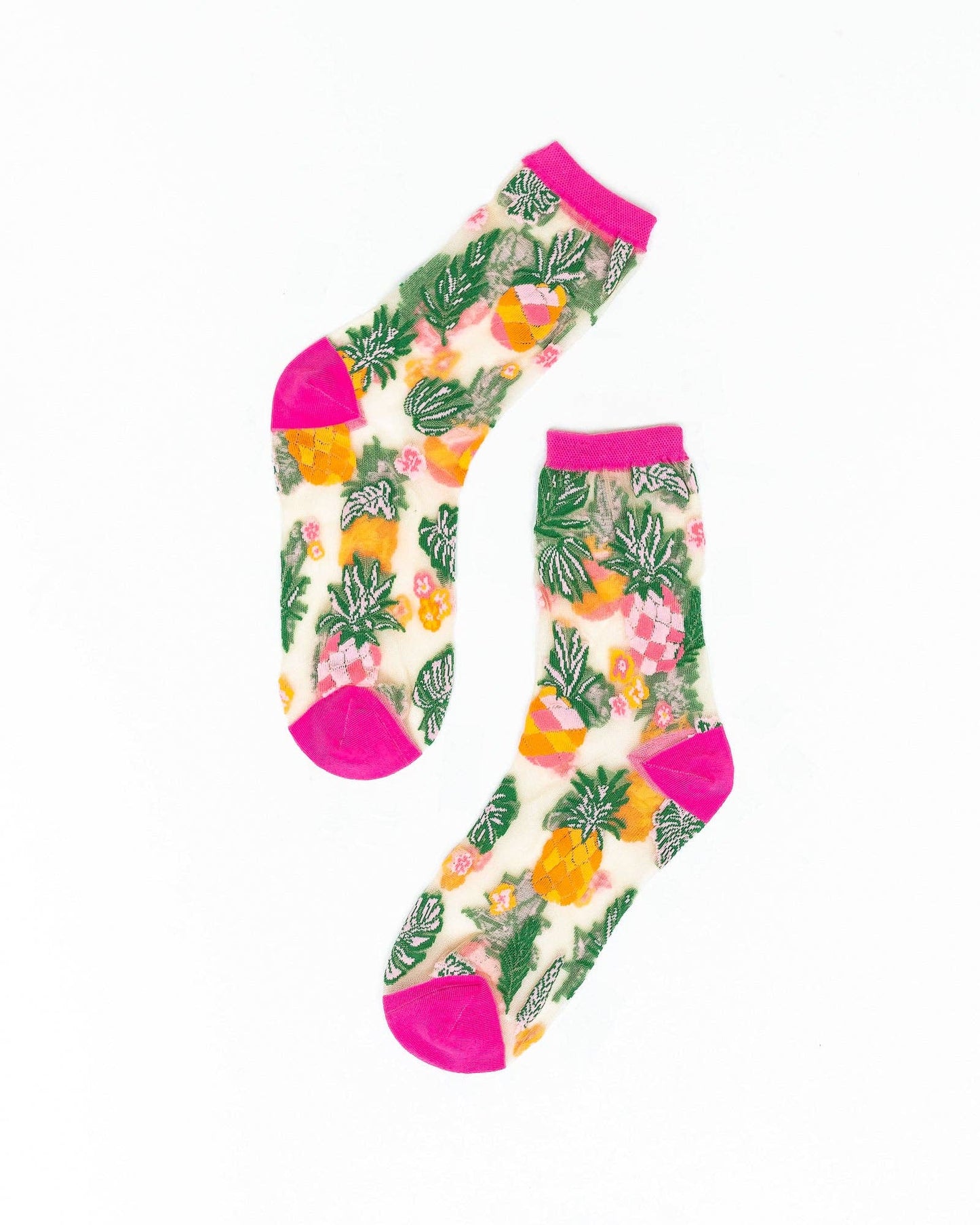 Tropical Pineapples Sheer Crew Sock