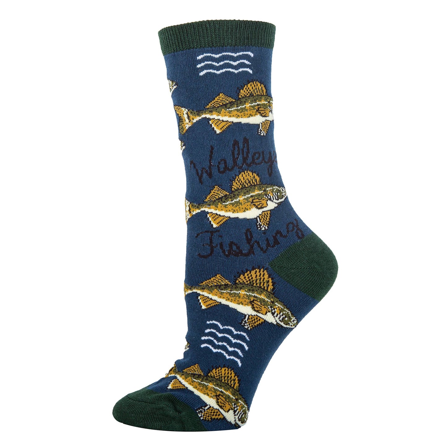 Walleye Women's Fishing Cotton Crew Socks