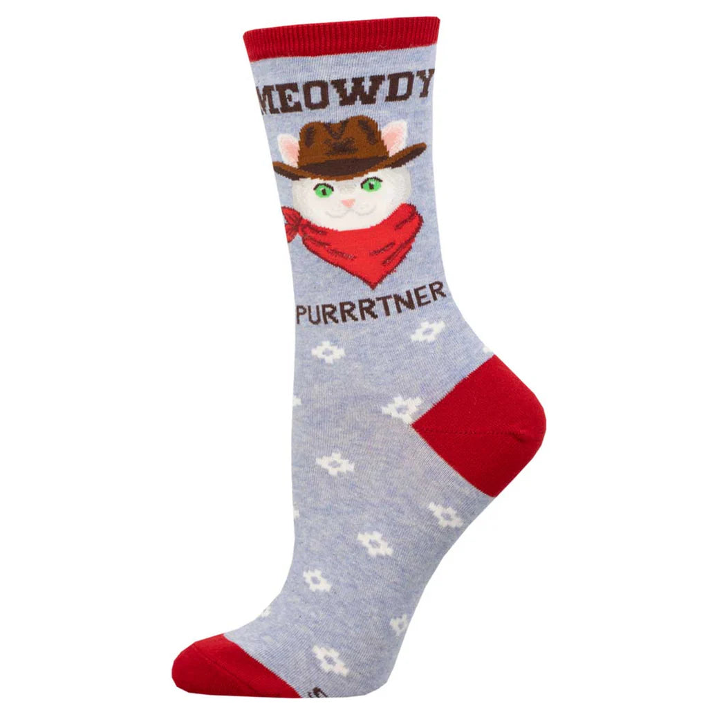 MEOWDY PURRTNER WOMEN'S CREW SOCKS