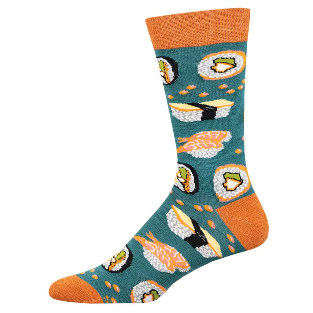 SUSHI COME, SUSHI GO MEN'S BAMBOO CREW SOCKS