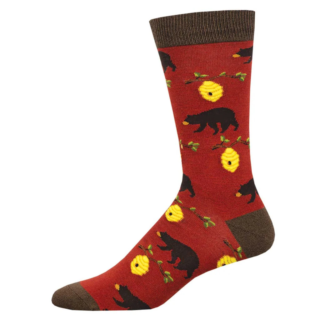 BEARS AND BEES MEN'S CREW BAMBOO SOCKS