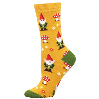 GNOME MORE MUSHROOMS WOMEN'S CREW SOCKS