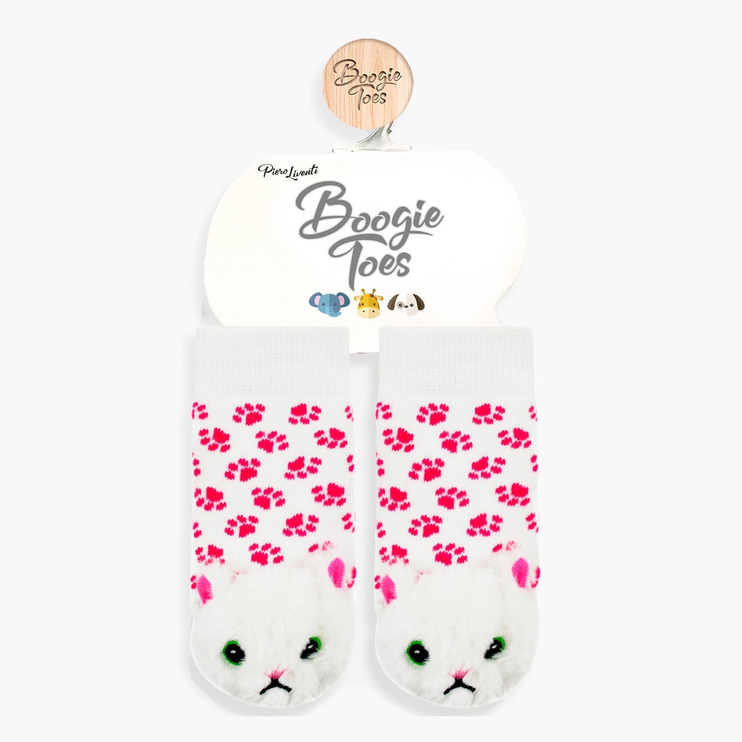 White Furball Cat Boogie Toes Rattle Socks