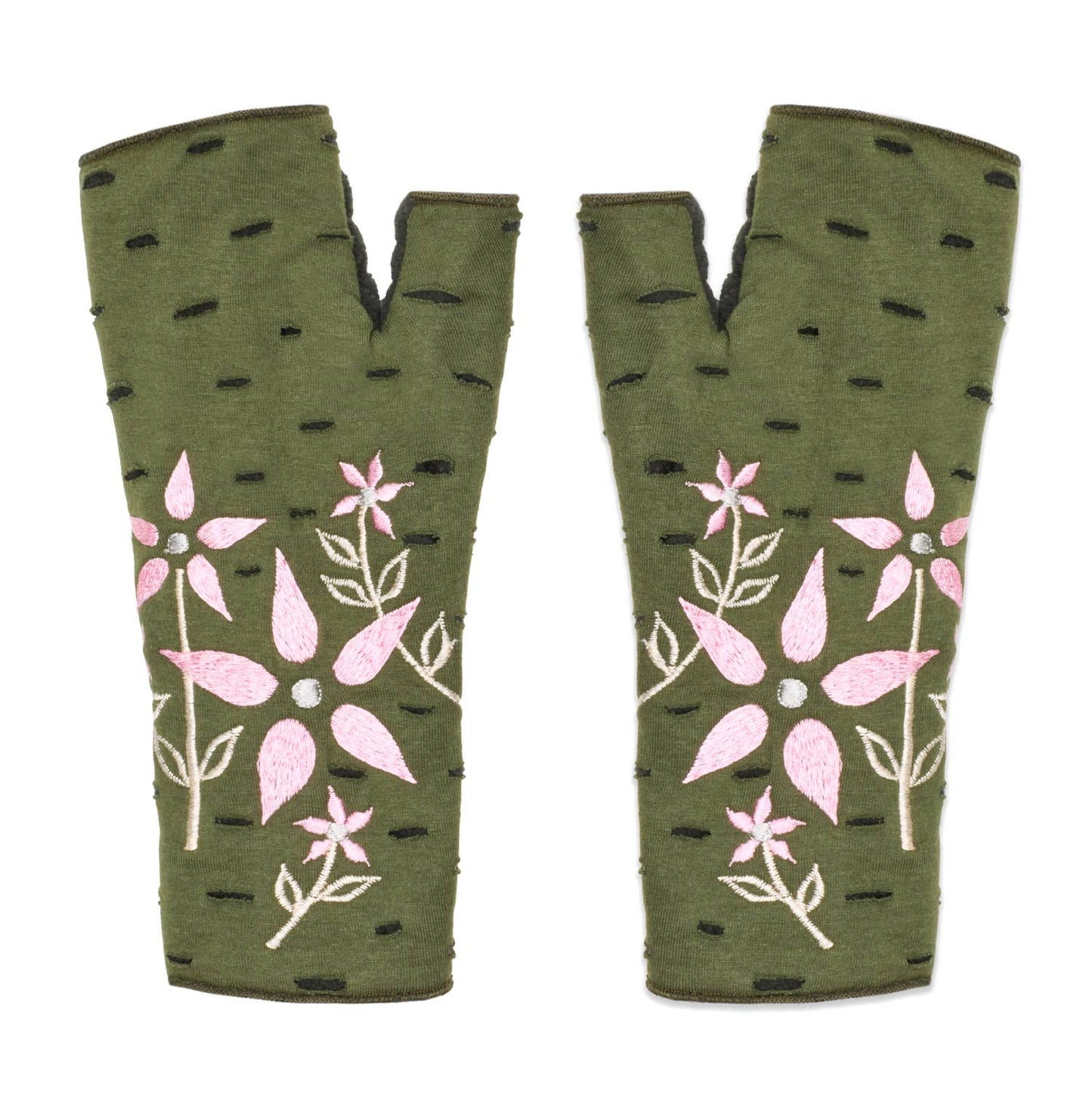 Viola Garden Fingerless Fleece Gloves | Knit Gloves