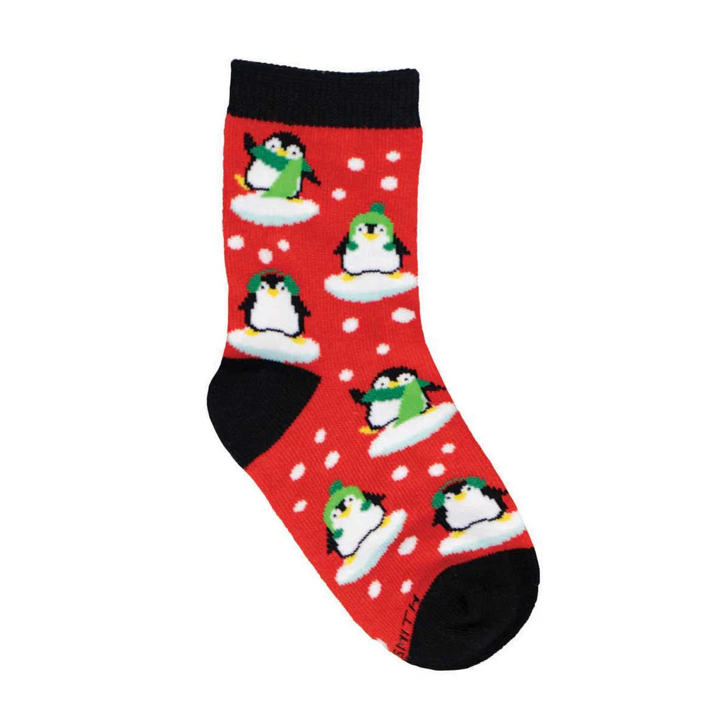 FASHIONABLE PENGUINS KID'S CREW SOCKS