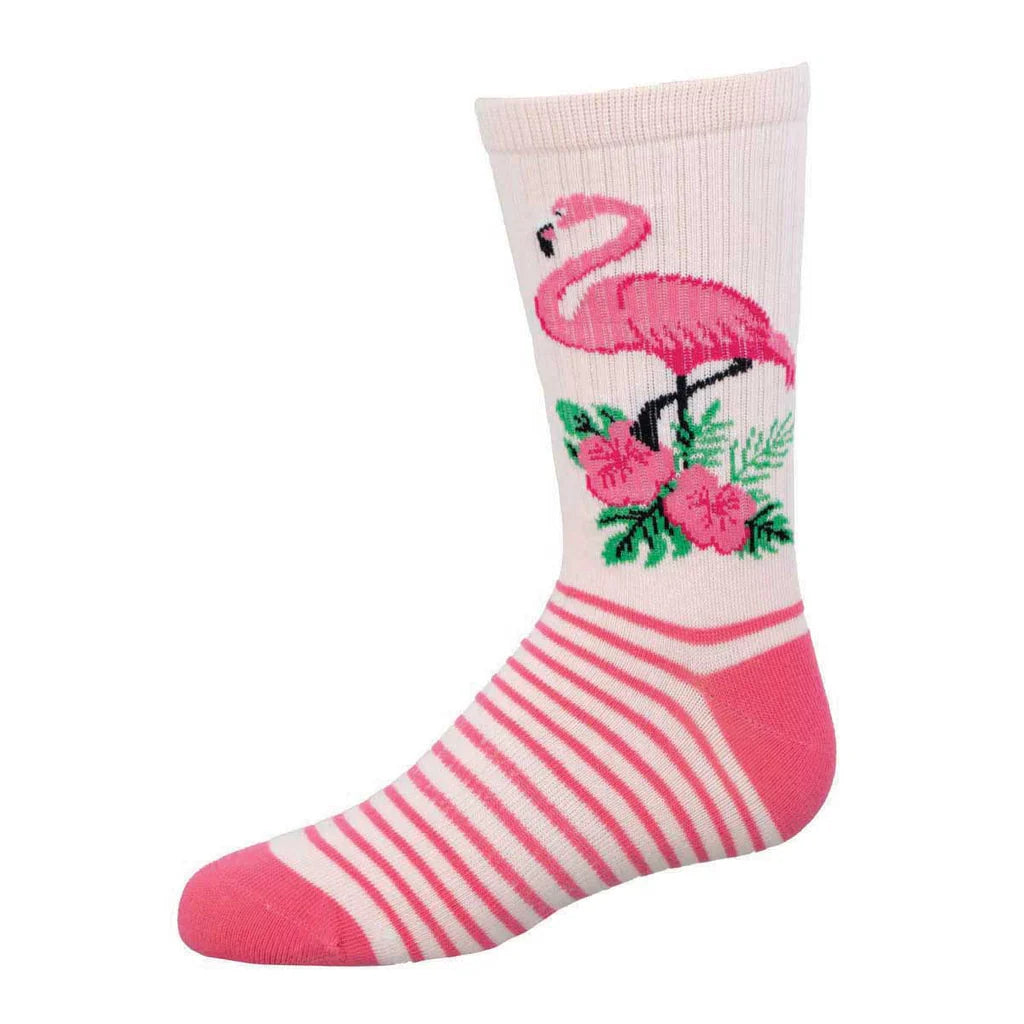 FLAMINGO FLORAL YOUTH'S ACTIVE CREW SOCKS