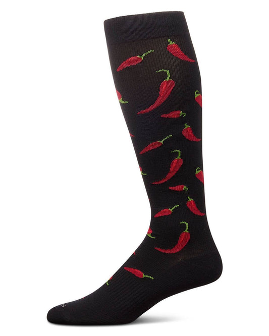 CHILI PEPPER 8-15 MMHG GRADUATED UNISEX COTTON COMPRESSION SOCKS