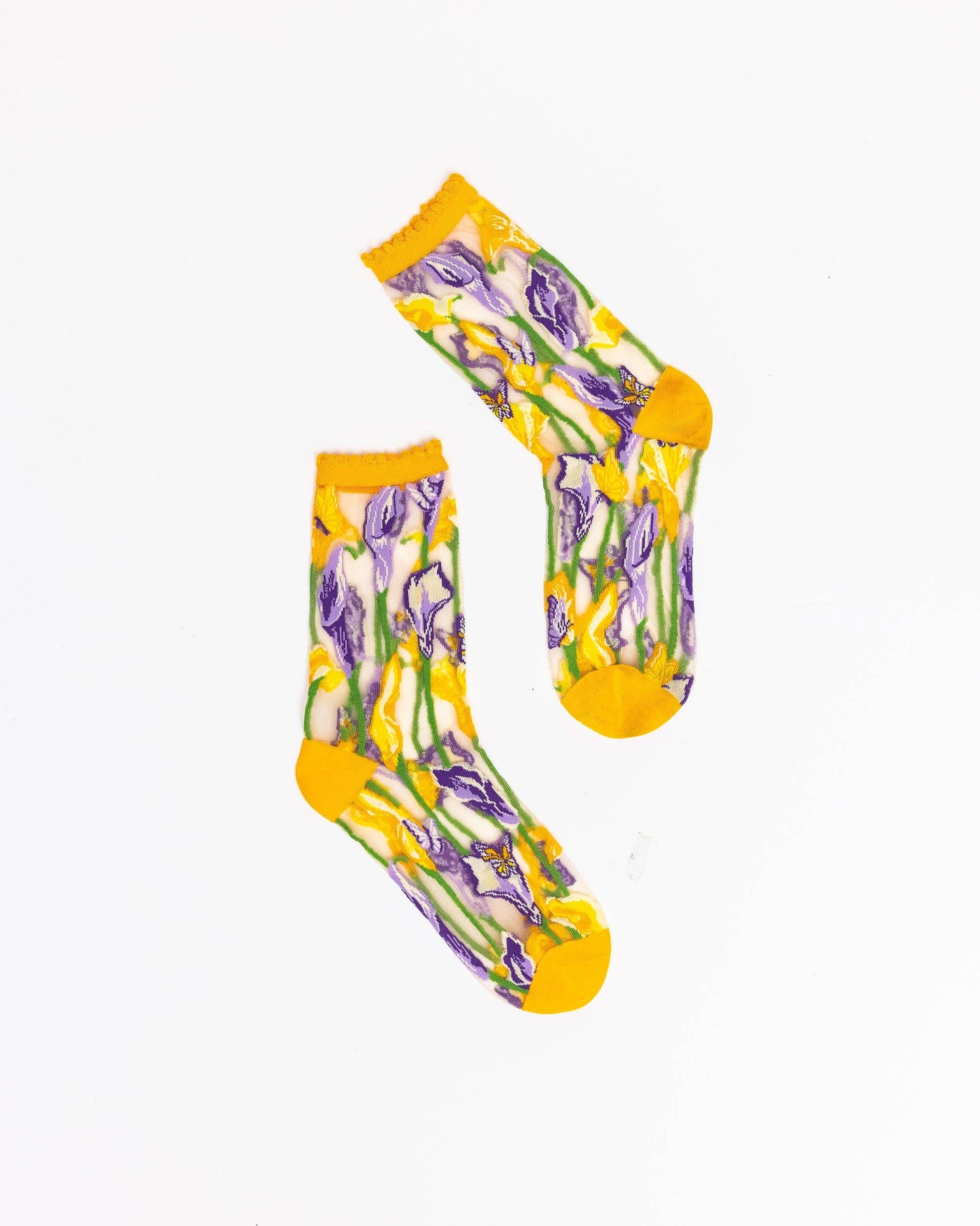Calla Lily Ruffle Sheer Crew Socks