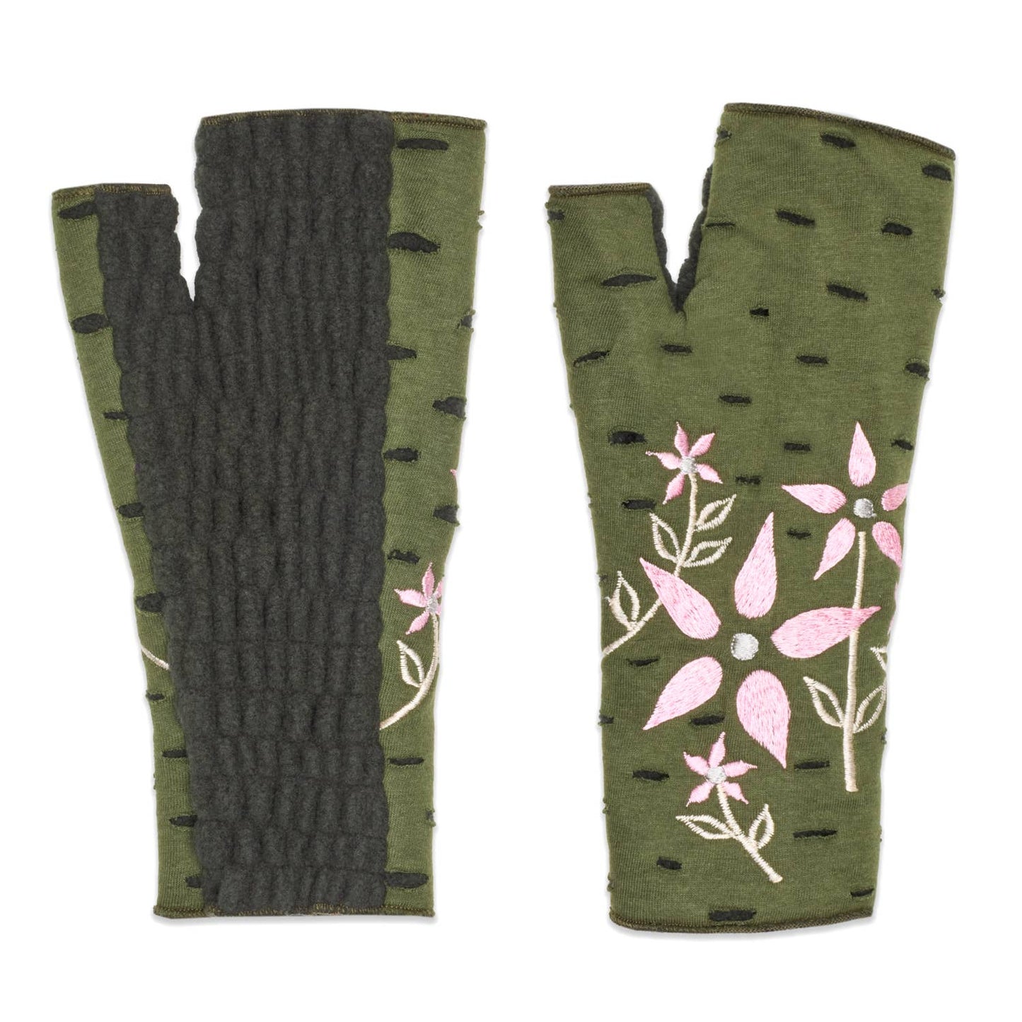 Viola Garden Fingerless Fleece Gloves | Knit Gloves