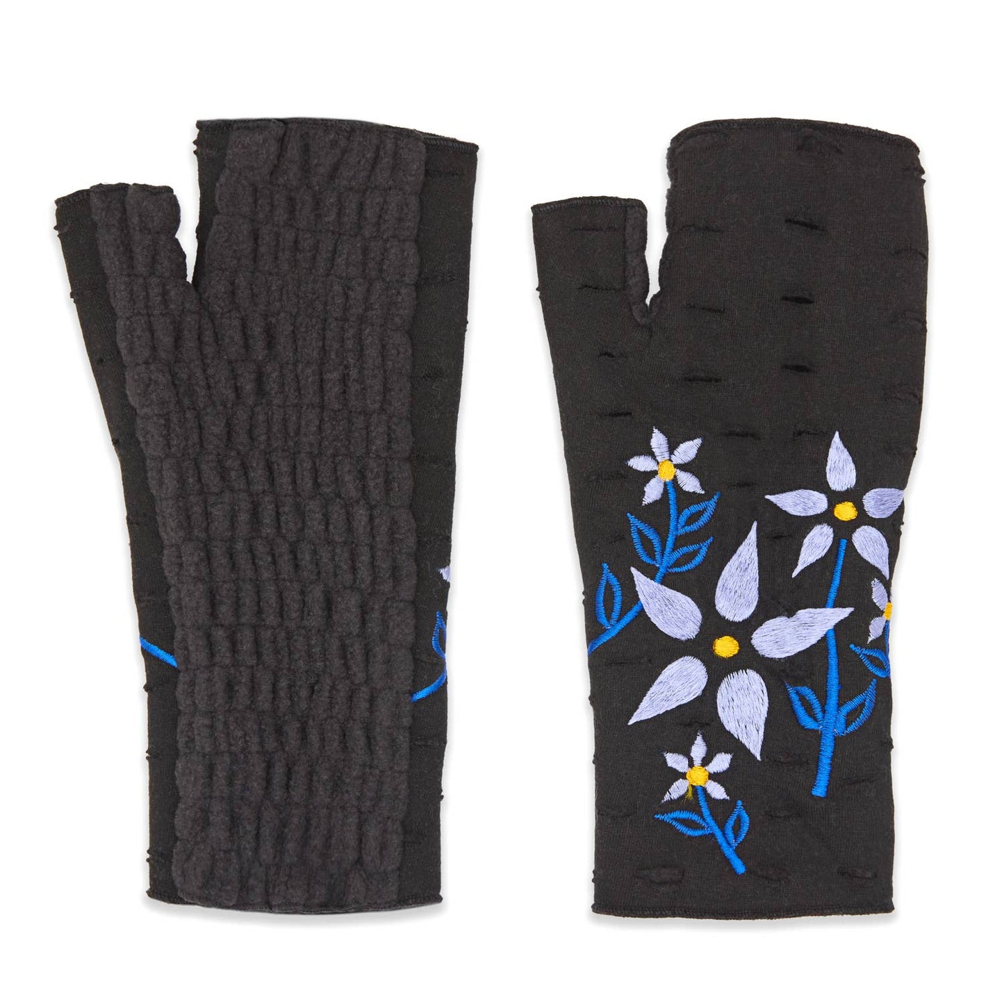 Viola Bluebell Fingerless Fleece Gloves | Knit Gloves