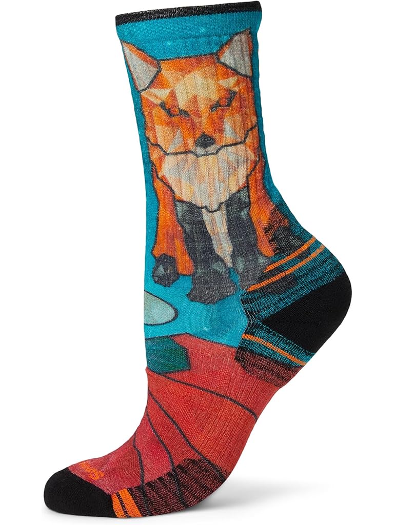 Women's Hike Targeted Cushion Geo Fox Print Crew Socks
