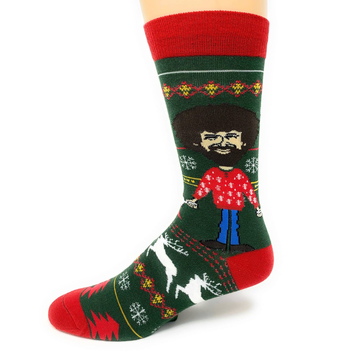 Tis The Season Bob Ross Men's Christmas Holiday Funny Crew Socks