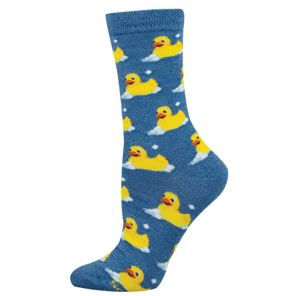 BUBBLE UP, RUBBER DUCK WOMEN'S BAMBOO CREW SOCKS