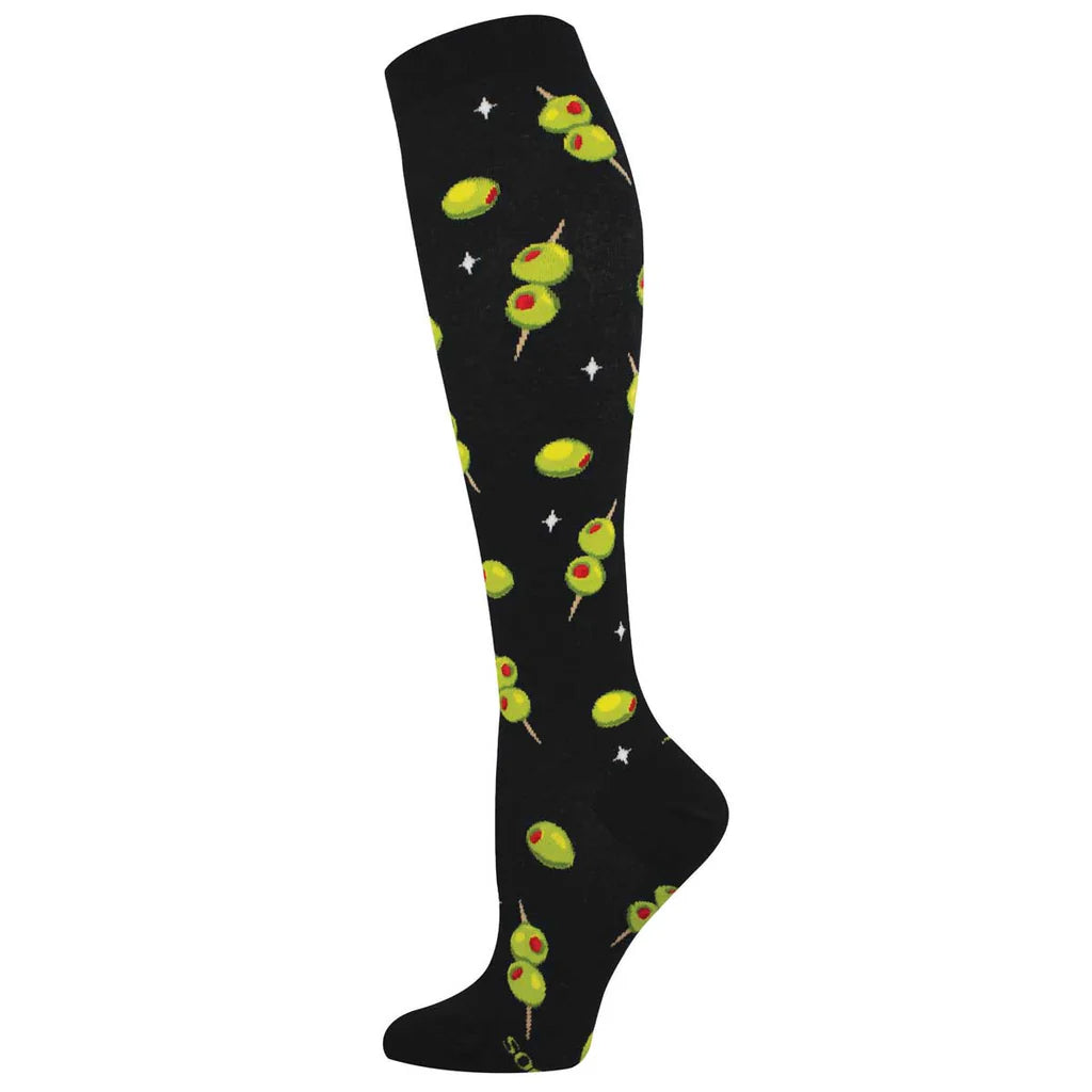 COCKTAIL OLIVES WOMEN'S KNEE HIGH SOCKS