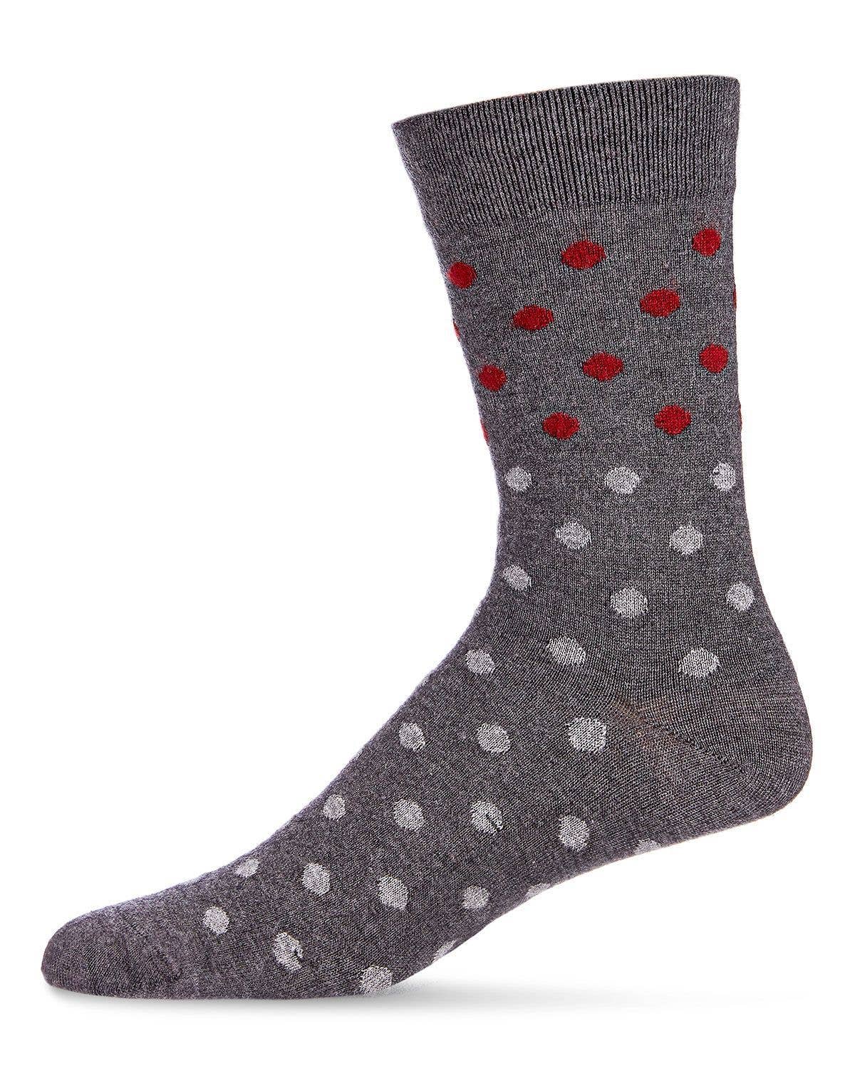 MEN'S TWO TONE POLKA DOT LUXURIOUSLY SOFT CASHMERE CREW SOCKS