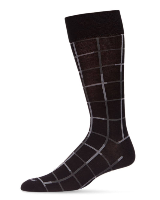 MEN'S WINDOWPANE BAMBOO DRESS CREW SOCKS