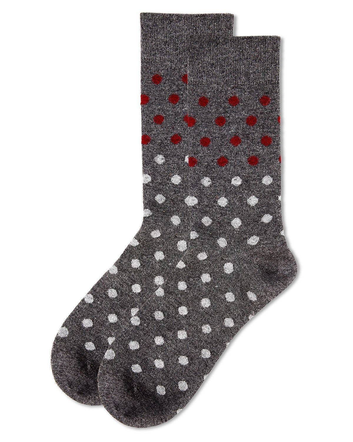 MEN'S TWO TONE POLKA DOT LUXURIOUSLY SOFT CASHMERE CREW SOCKS