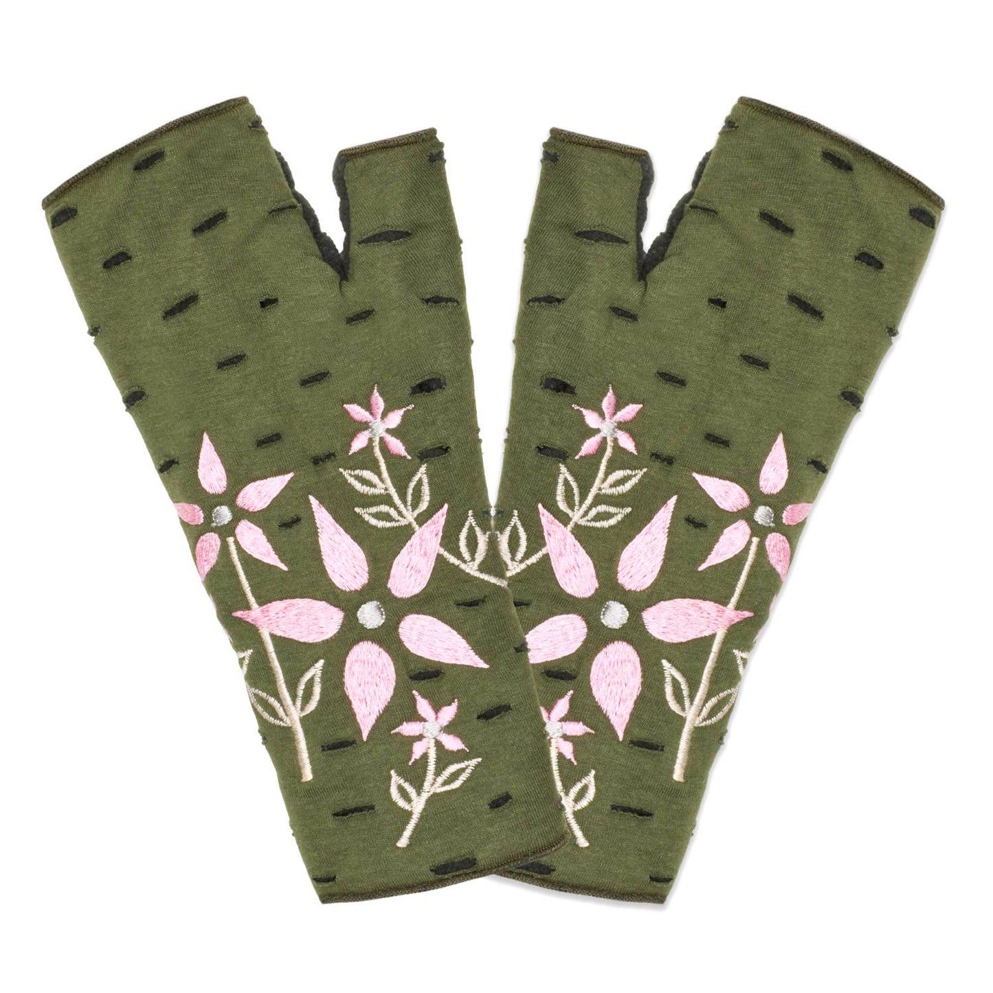 Viola Garden Fingerless Fleece Gloves | Knit Gloves