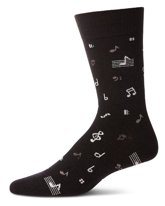 MEN'S MUSICAL NOTES CASHMERE BLEND CREW SOCKS