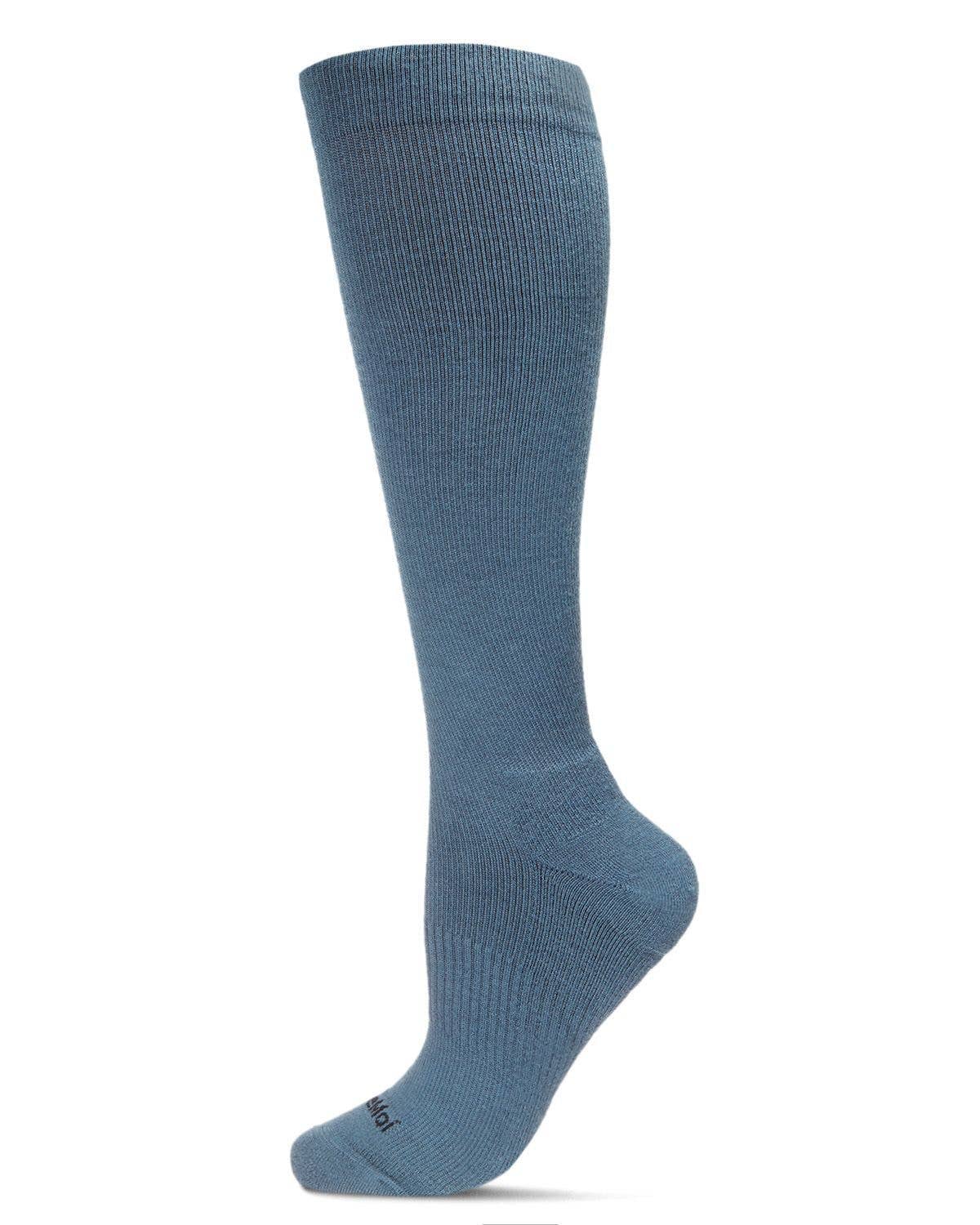 UNISEX SOLID MERINO CUSHION SOLE KNEE HIGH WOOL BLEND 15-20MMHG GRADUATED