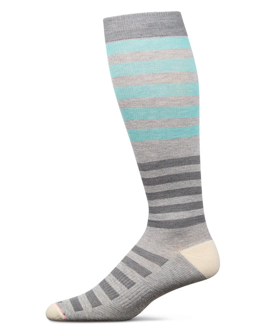 MULTI STRIPES WIDE CALF 8-15 MMHG GRADUATED COTTON COMPRESSION SOCKS
