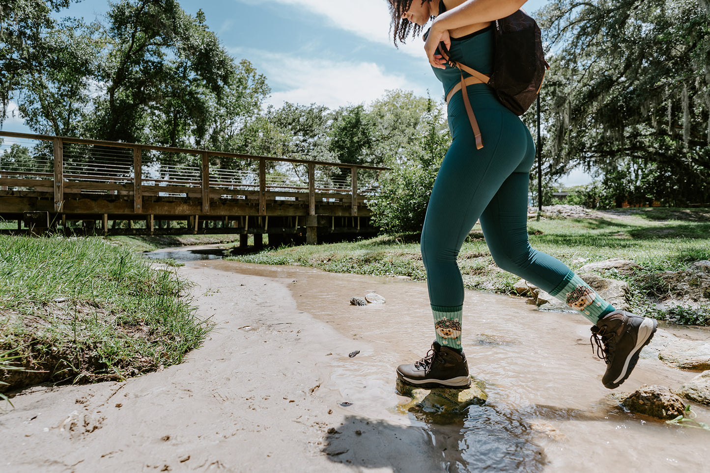 FLOWERY HEDGEHOG MERINO WOOL WOMEN'S CREW SOCKS
