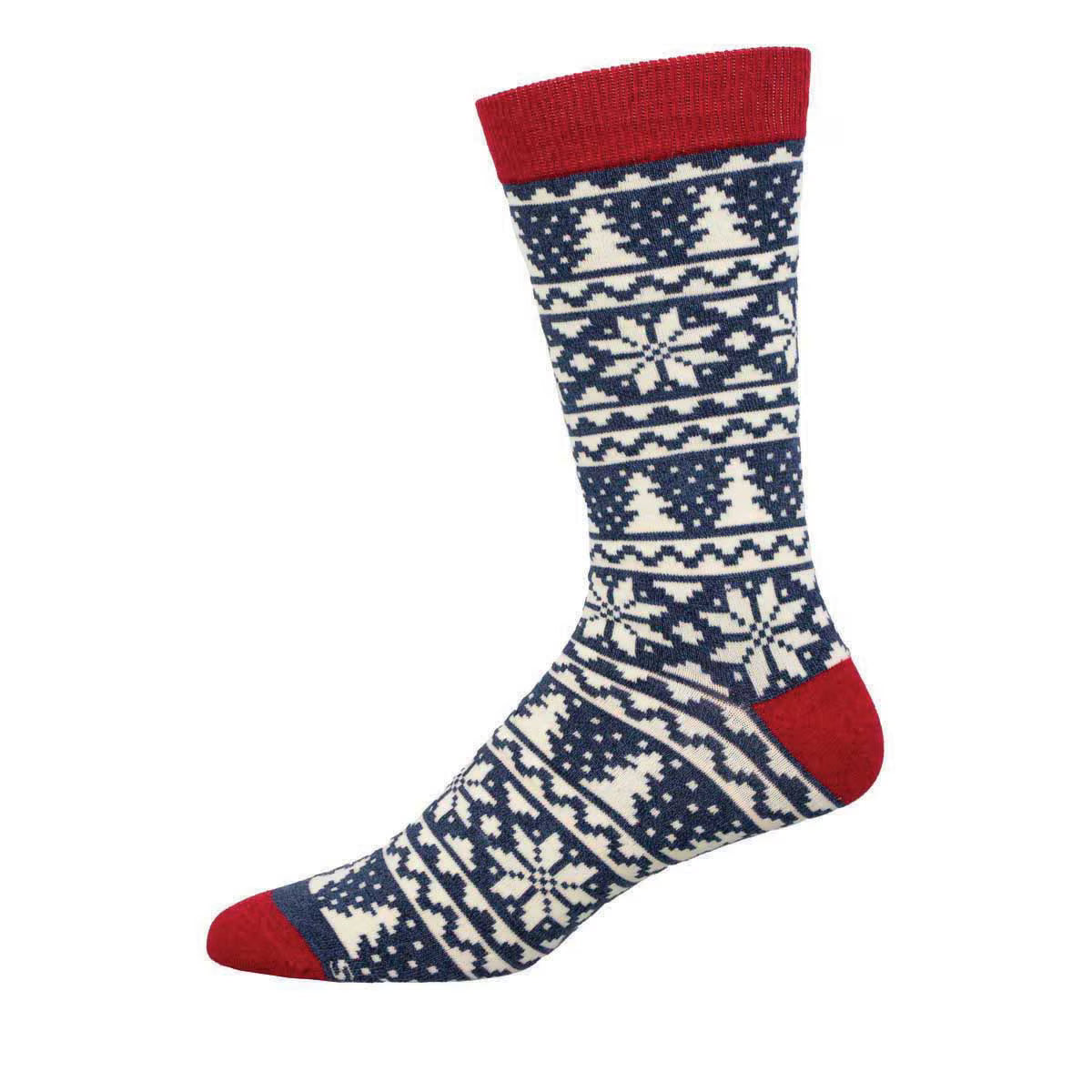 CHRISTMAS FAIR ISLE MEN'S BAMBOO CREW SOCKS