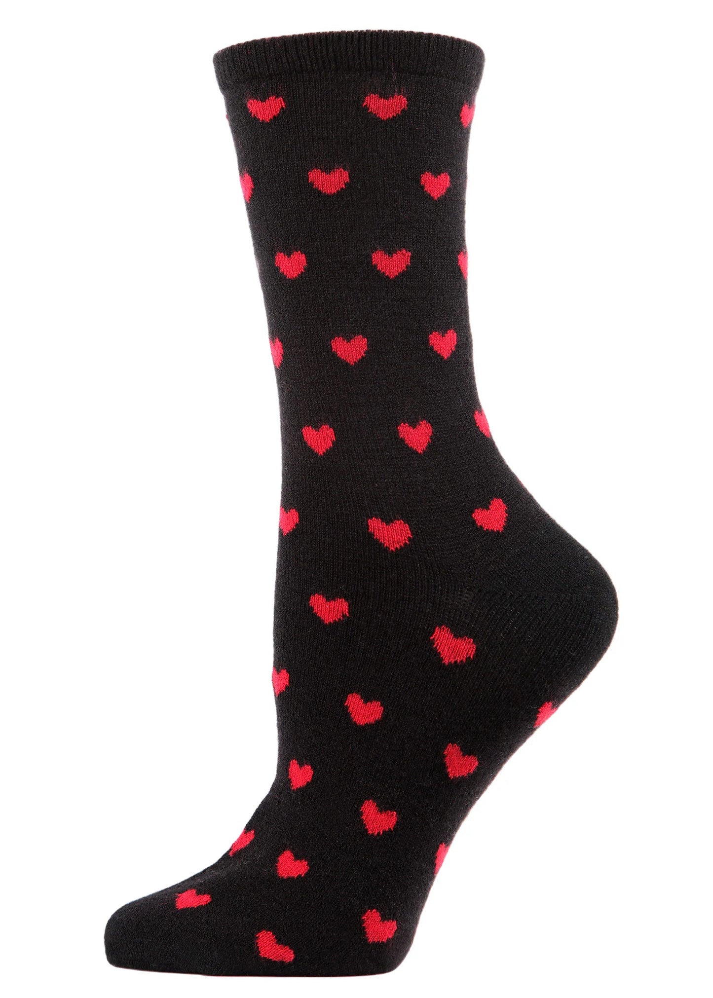 WOMEN'S SOFT HEART PRINT CASHMERE BLEND CREW SOCK