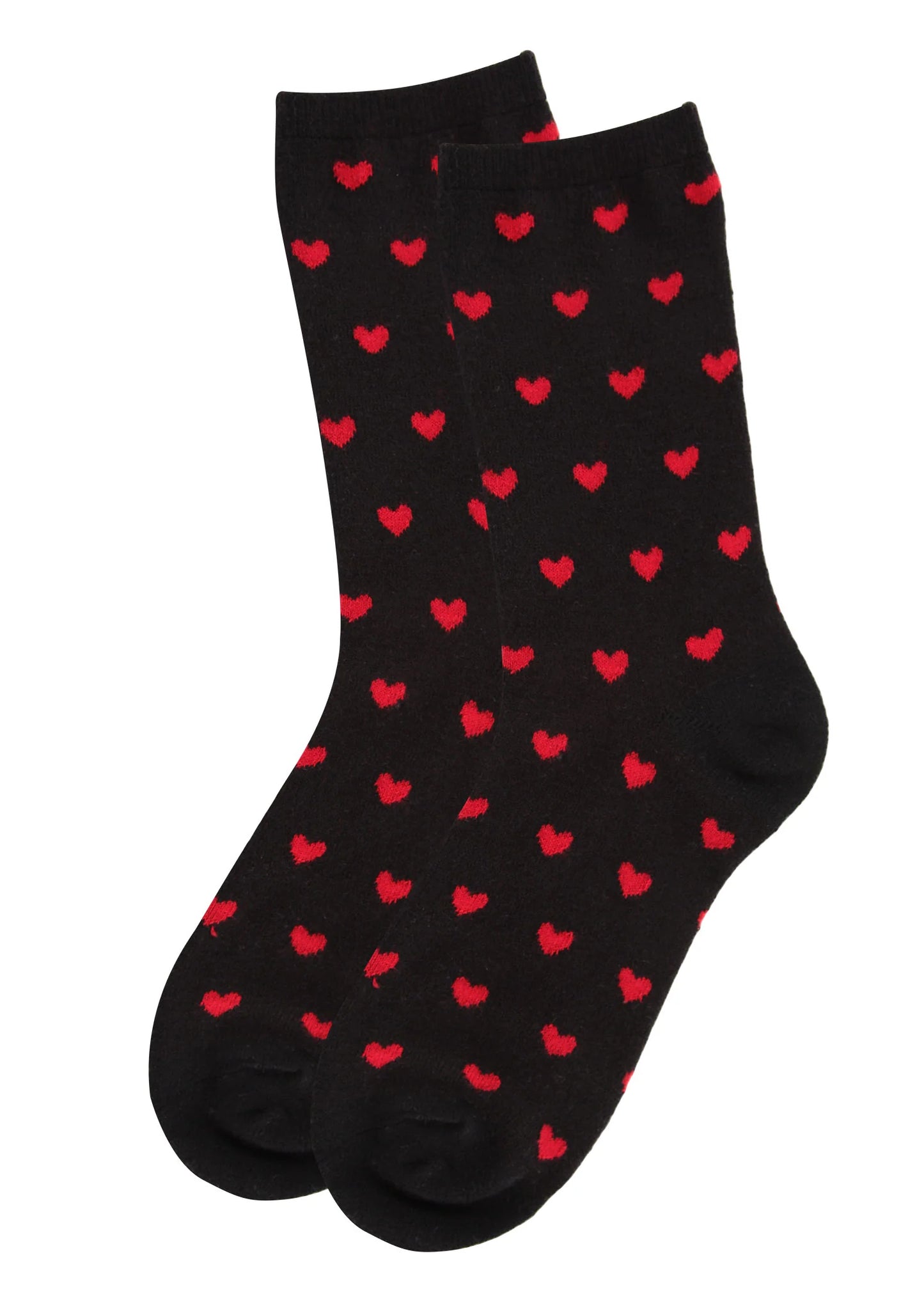 WOMEN'S SOFT HEART PRINT CASHMERE BLEND CREW SOCK
