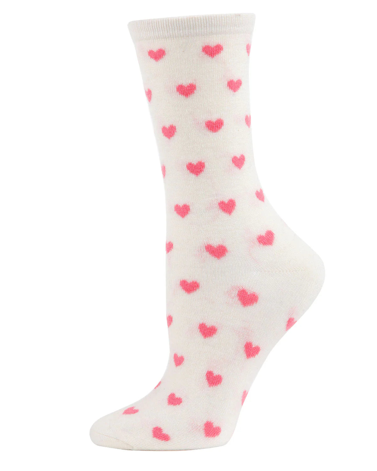 WOMEN'S SOFT HEART PRINT CASHMERE BLEND CREW SOCK