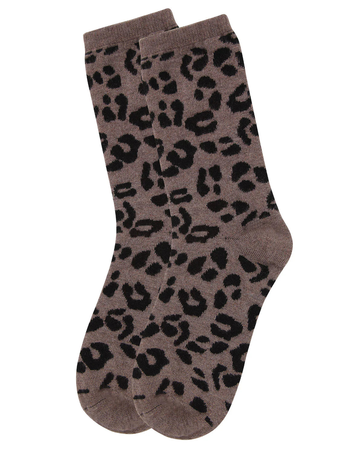 WOMEN'S SOFT LEOPARD ANIMAL PRINT CASHMERE BLEND CREW SOCKS
