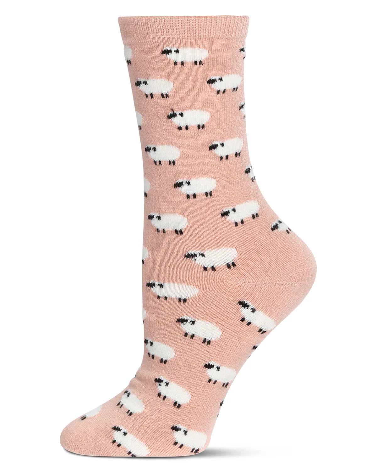 WOMEN'S SOFT WHITE SHEEP CASHMERE BLEND CREW SOCKS