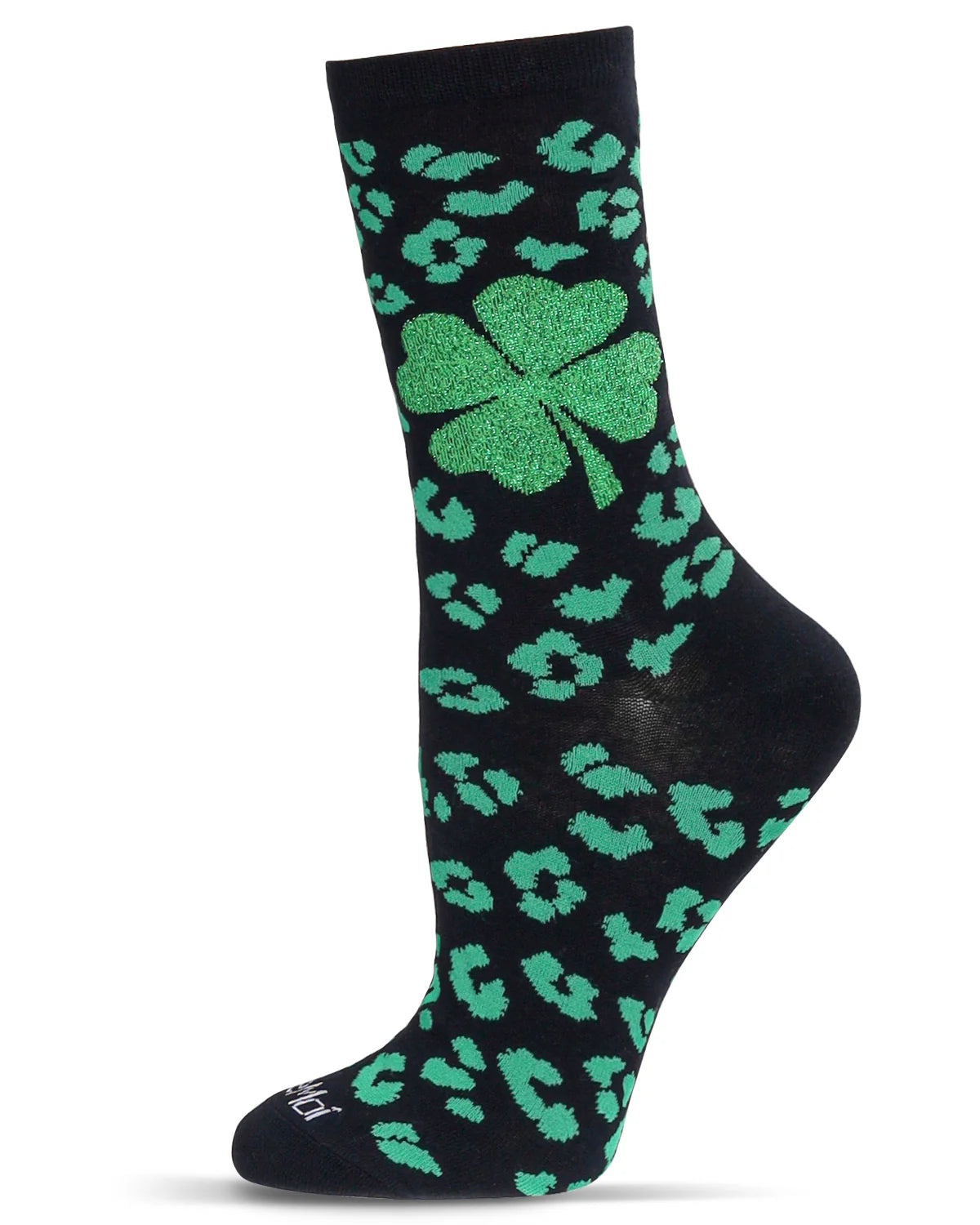 WOMEN'S LEOPARD CLOVER BAMBOO CREW SOCKS