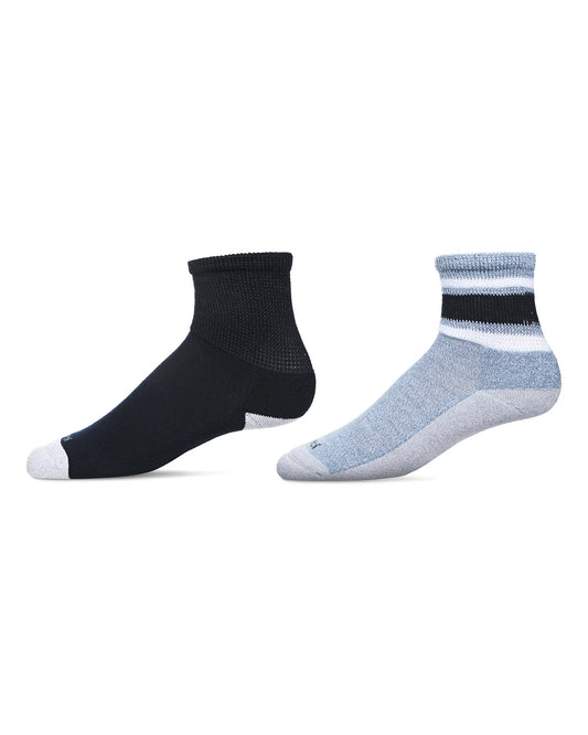 2 PAIR UNISEX DIABETIC VINTAGE STRIPE HALF CUSHION QUARTER SOCKS