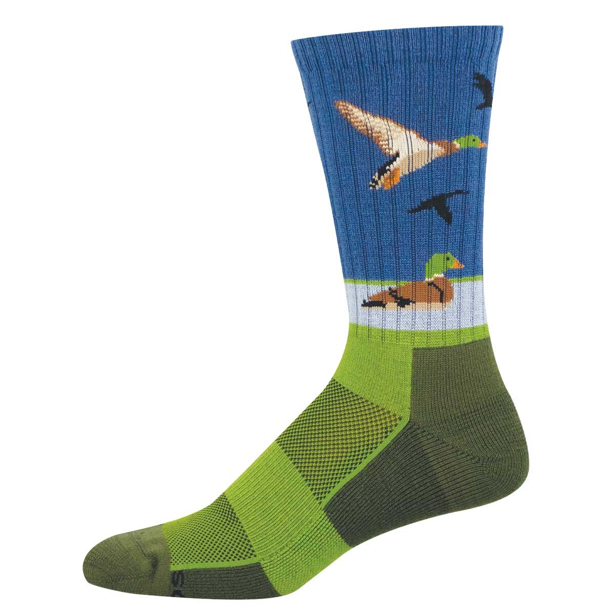 DUCKS ON A POND MEN'S MERINO WOOL CREW SOCKS