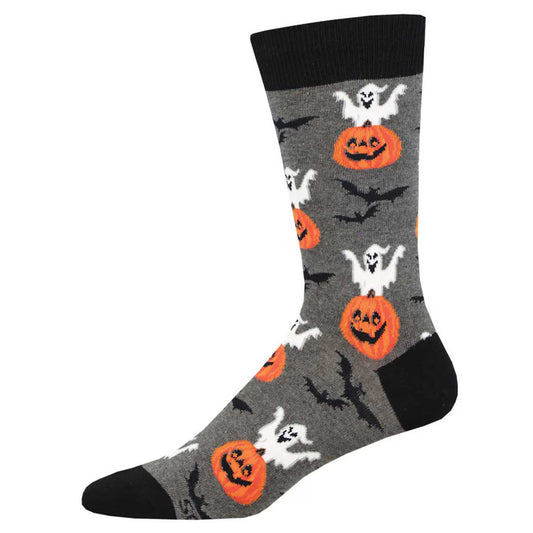 SPOOKY JACK O'LANTERNS MEN'S COTTON CREW SOCKS