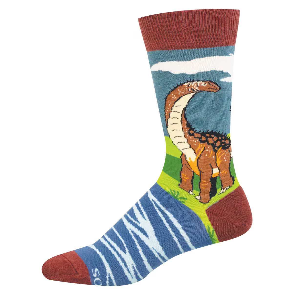BRONTOSAURUS MEN'S COTTON CREW SOCKS