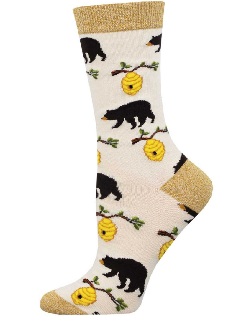 BEARS AND BEES WOMEN'S BAMBOO CREW SOCKS