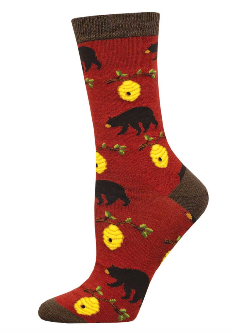 BEARS AND BEES WOMEN'S BAMBOO CREW SOCKS