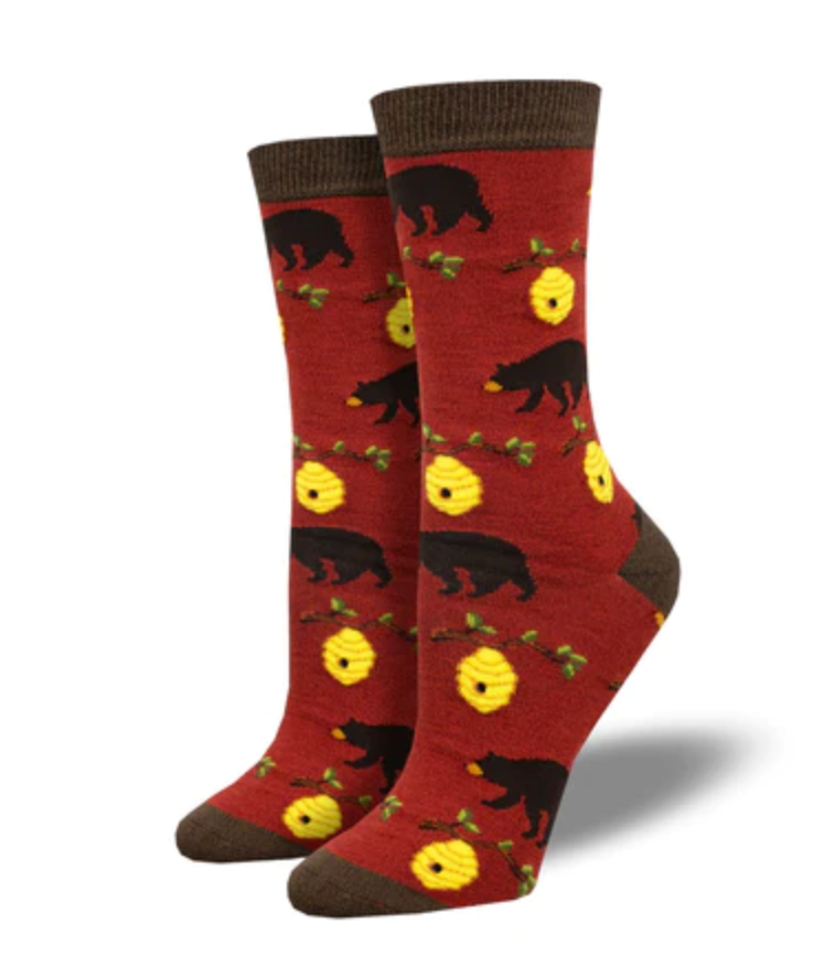 BEARS AND BEES WOMEN'S BAMBOO CREW SOCKS