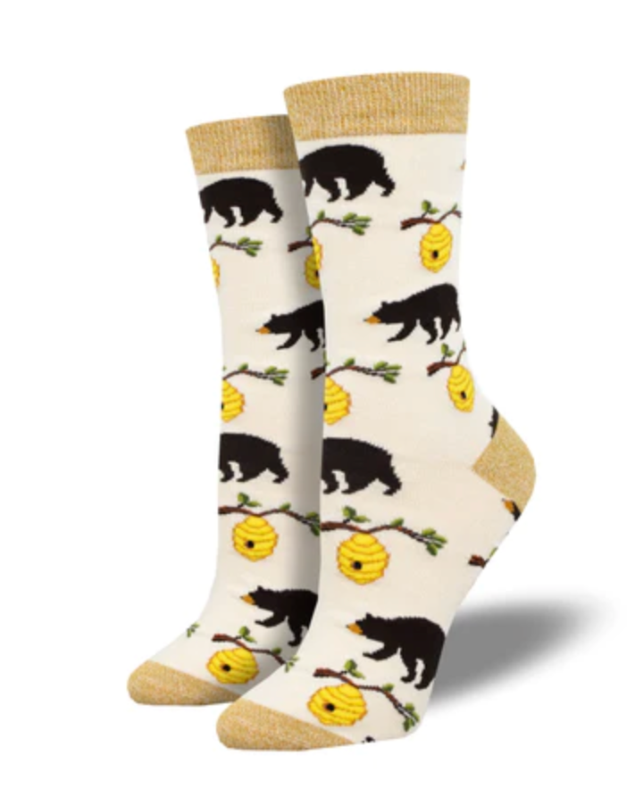 BEARS AND BEES WOMEN'S BAMBOO CREW SOCKS