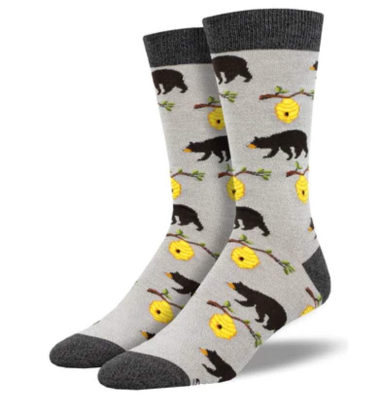 BEARS AND BEES MEN'S CREW BAMBOO SOCKS
