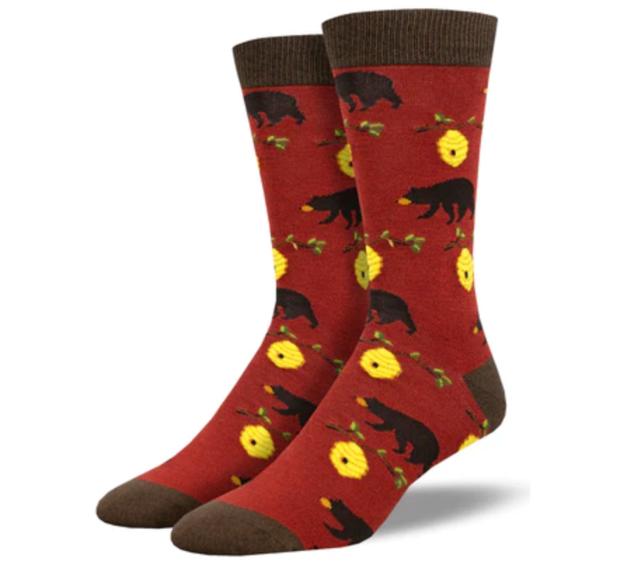 BEARS AND BEES MEN'S CREW BAMBOO SOCKS