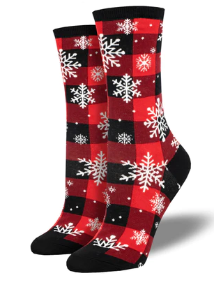 SNOWFLAKE PLAIDERN WOMEN'S CREW SOCKS