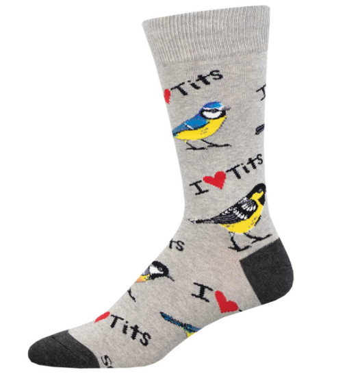 I HEART TITS MEN'S CREW SOCKS