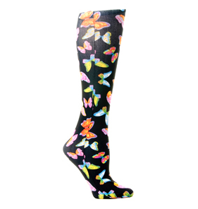 Black Butterflies Womens 8-15 mmHg Compression Sock